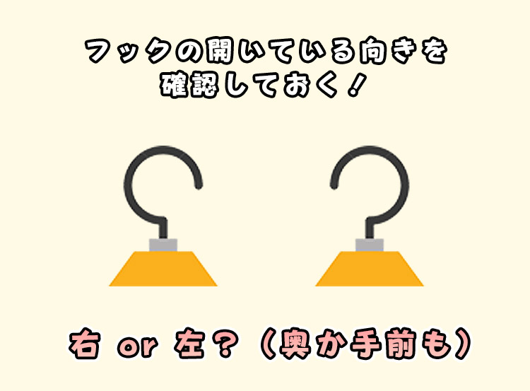 フックの向きを確認する